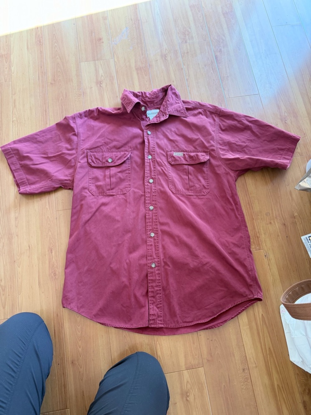 Carhartt Men's Short-Sleeve Work Shirt in Burgundy